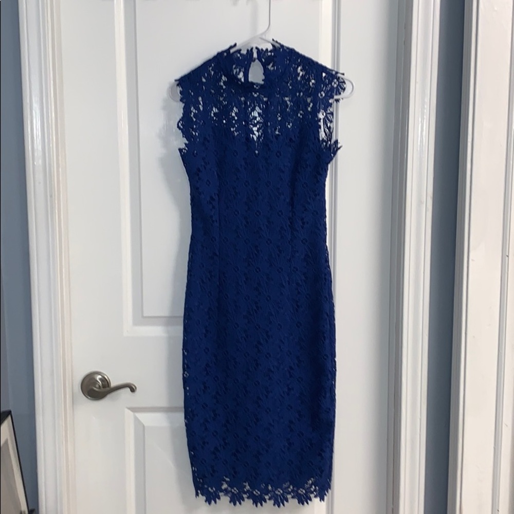 Royal Blue Mock Neck Sheath Dress